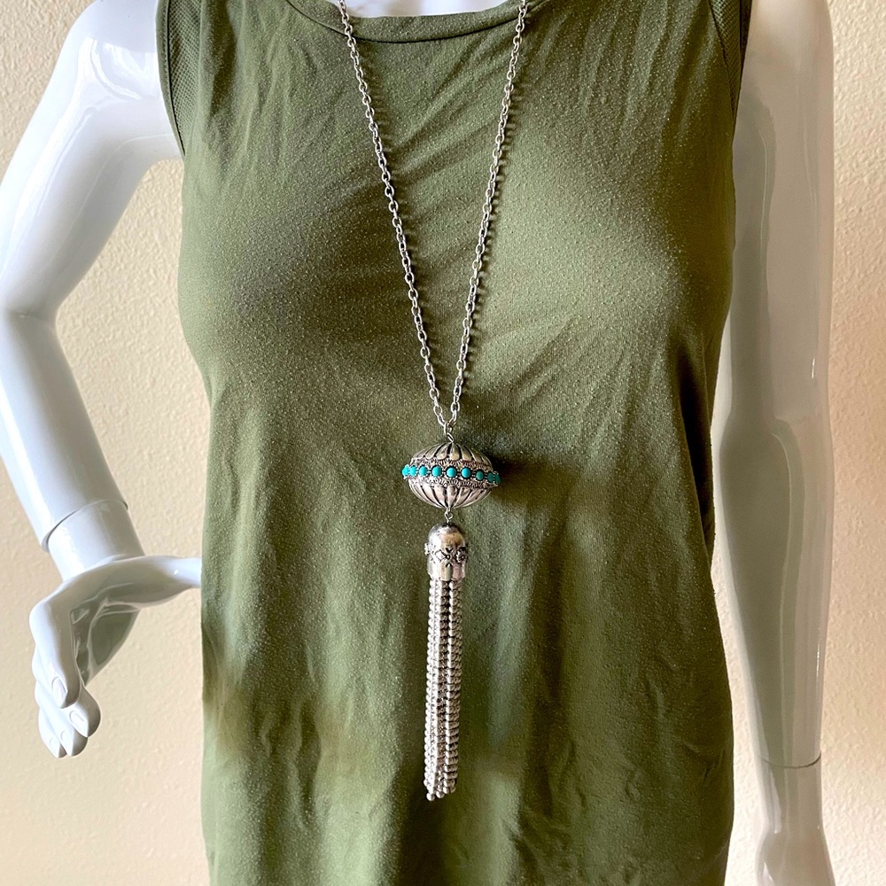Silver Squash Blossom Tassel Necklace